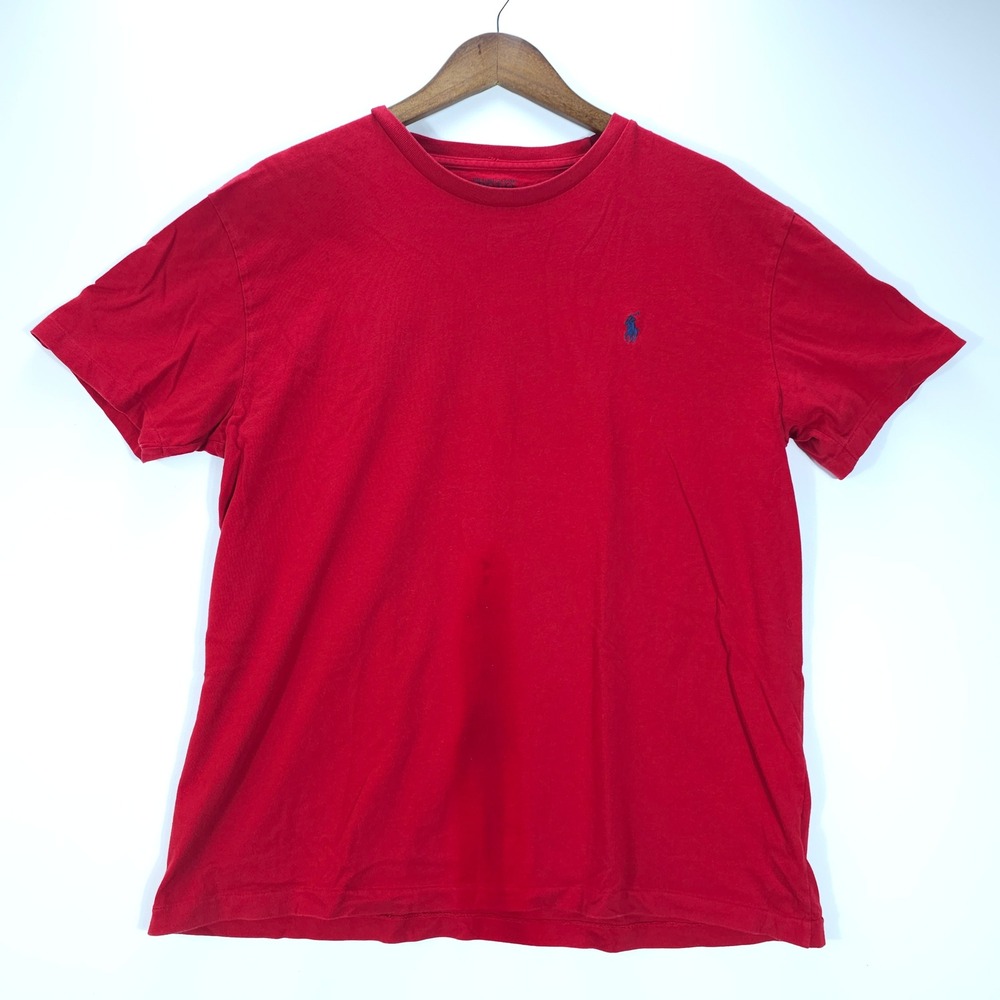 Streetwear Polo Ralph Lauren Mens Medium Red Short Sleeve Pony Logo Tee Shirt
